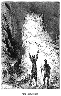 VERNE: JOURNEY. Arne Saknussemm. Wood engraving after a drawing by Edouard Riou from a VERNE: JOURNEY. Arne Saknussemm. Wood engraving after a drawing by Edouard Riou from a