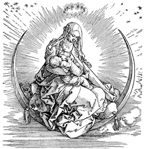 VIRGIN IN GLORY. Woodcut, 1511, by Albrecht Durer VIRGIN IN GLORY. Woodcut, 1511, by Albrecht Durer