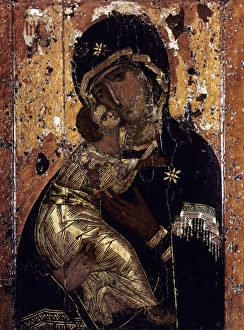 THE VIRGIN OF VLADIMIR. Russian icon painted at Constantinople, c1131 THE VIRGIN OF VLADIMIR. Russian icon painted at Constantinople, c1131