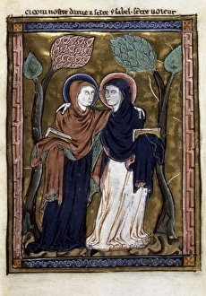 THE VISITATION. Illumination from a French Book of Hours, c1230 THE VISITATION. Illumination from a French Book of Hours, c1230