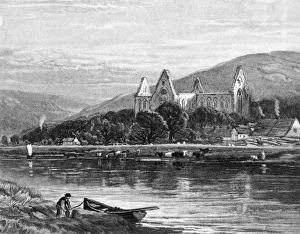 WALES: TINTERN ABBEY. Sunset on Tintern Abbey. Lithograph, English, 19th century WALES: TINTERN ABBEY. Sunset on Tintern Abbey. Lithograph, English, 19th century