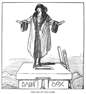 WOMEN'S RIGHTS CARTOON. The End of the Climb. Cartoon by Rollin Kirby, 1920 WOMEN'S RIGHTS CARTOON. The End of the Climb. Cartoon by Rollin Kirby, 1920