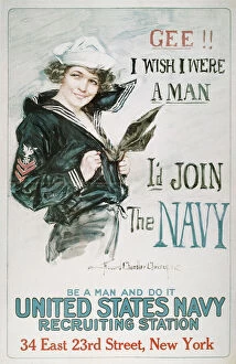 Patriotic Collection: WORLD WAR I: U. S. NAVY. Gee!! I Wish I Were a Man, I d Join the Navy
