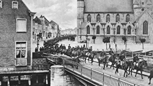 WWI: GHENT, c1914. Belgian cavalry passing through Ghent, Belgium, after defending WWI: GHENT, c1914. Belgian cavalry passing through Ghent, Belgium, after defending