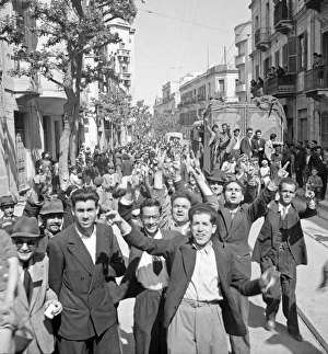 WWII: TUNISIA, 1943. A cheering crowd in Tunis, Tunisia. Photograph by Nick Parrino WWII: TUNISIA, 1943. A cheering crowd in Tunis, Tunisia. Photograph by Nick Parrino