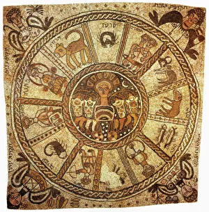 Zodiac mosaic at the Beit Alpha Synagogue in Israel. Mosaic, 6th century Zodiac mosaic at the Beit Alpha Synagogue in Israel. Mosaic, 6th century