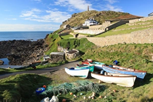 Cape Cornwall Print, a seascape of rugged coastline