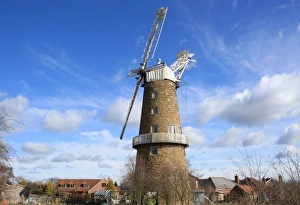 Prints of A 6-storey tower windmill at Whissendine Rutland is still working, built in 1809 now once more working with four sails. The mill contains a smutter and four pairs of stones Rutland Prints: Whissendine Windmill Print