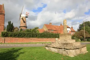Quainton Village Print: 1830 Windmill and Stone Cross