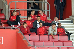 Alex Oxlade-Chamberlain (Arsenal) watches from the stands. Arsenal 1:0 Anderlecht Alex Oxlade-Chamberlain (Arsenal) watches from the stands. Arsenal 1:0 Anderlecht