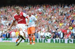 Andrey Arshavin shoots past Blackpool goalkeeper Matthew Gilks from the penalty spot to score the 2nd Arsenal goal Andrey Arshavin shoots past Blackpool goalkeeper Matthew Gilks from the penalty spot to score the 2nd Arsenal goal