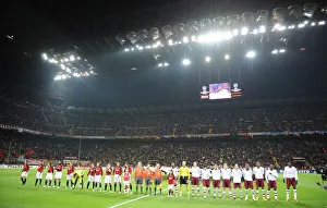 Arsenal and AC Milan line up before the match Arsenal and AC Milan line up before the match