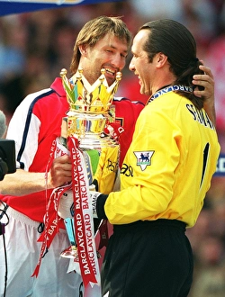 Arsenal captain Tony Adams and goalkeeper David Seaman with the F.A Arsenal captain Tony Adams and goalkeeper David Seaman with the F.A