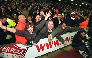 Arsenal fans celebrate the 3rd Arsenal goal scored by Thierry Henry Arsenal fans celebrate the 3rd Arsenal goal scored by Thierry Henry