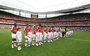 Arsenal and Juventus line up before the match Arsenal and Juventus line up before the match