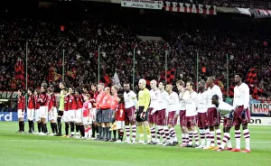 The Arsenal and Milan players line up before the match The Arsenal and Milan players line up before the match