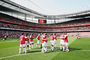 The Arsenal players prepare for kick off The Arsenal players prepare for kick off