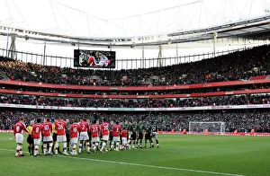 The Arsenal and Plymouth players shake hands before the match The Arsenal and Plymouth players shake hands before the match