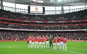 Images Dated 5th November 2011: Arsenal Team Silence: Arsenal v West Bromwich Albion, Premier League 2011
