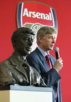 Arsene Wenger the Arsenal Manager with his bust Arsene Wenger the Arsenal Manager with his bust