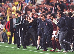 Arsene Wenger the Arsenal Manager celebrates with his Assistant Pat Rice at the final Arsene Wenger the Arsenal Manager celebrates with his Assistant Pat Rice at the final