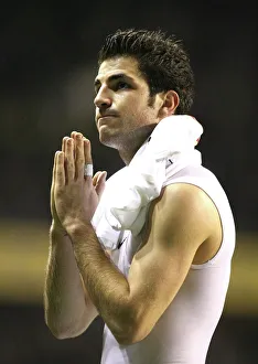 Cesc Fabregas (Arsenal) apologises to the fans after the match Cesc Fabregas (Arsenal) apologises to the fans after the match