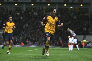 Cesc Fabregas celebrates the 2nd Arsenal goal scored Cesc Fabregas celebrates the 2nd Arsenal goal scored