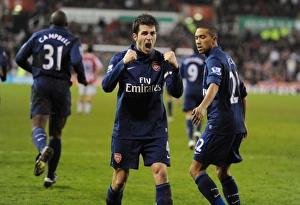 Cesc Fabregas celebrates scoring the 2nd Arsenal goal. Stoke City 1:3 Arsenal Cesc Fabregas celebrates scoring the 2nd Arsenal goal. Stoke City 1:3 Arsenal
