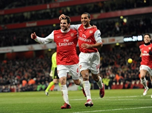 Cesc Fabregas celebrates scoring Arsenals 2nd goal with Theo Walcott Cesc Fabregas celebrates scoring Arsenals 2nd goal with Theo Walcott