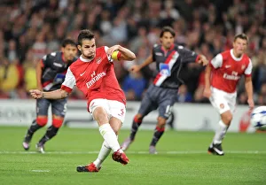 Cesc Fabregas shoots past Braga goalkeeper Felipe from the penalty spot to score the 1st Arsenal goal Cesc Fabregas shoots past Braga goalkeeper Felipe from the penalty spot to score the 1st Arsenal goal