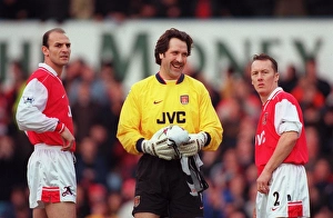 David Seaman, Steve Bould and Lee Dixon (Arsenal) David Seaman, Steve Bould and Lee Dixon (Arsenal)