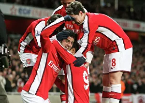Eduardo celebrates scoring the 1st Arsenal goal with Carlos Vela Eduardo celebrates scoring the 1st Arsenal goal with Carlos Vela