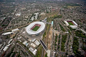 Emirates Stadium and Arsenal Stadium photographed from the a helicopter during the match Emirates Stadium and Arsenal Stadium photographed from the a helicopter during the match