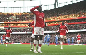 Emmanual Adebayor celebrates scoring the Arsenal goal Emmanual Adebayor celebrates scoring the Arsenal goal