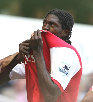 Emmanuel Adebayor celebrates scoring the 2nd Arsenal goal Emmanuel Adebayor celebrates scoring the 2nd Arsenal goal