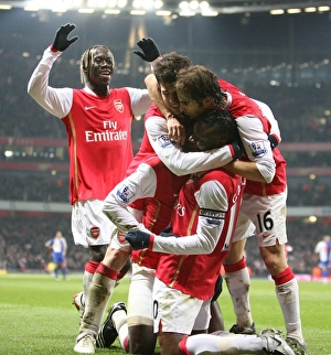 Emmauel Adebayor celebrates scoring the 2nd Arsenal goal with William Gallas Emmauel Adebayor celebrates scoring the 2nd Arsenal goal with William Gallas