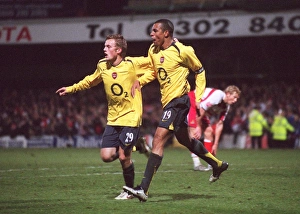 Gilberto celebrates scoring Arsenals 2nd goal with Sebastian Larsson Gilberto celebrates scoring Arsenals 2nd goal with Sebastian Larsson