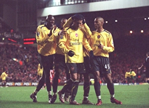 Jeremie Aliadiere is congratulated by Abou Diaby and Armand Traore for setting up Julio Baptista for Arsenals 6th goal Jeremie Aliadiere is congratulated by Abou Diaby and Armand Traore for setting up Julio Baptista for Arsenals 6th goal