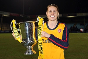 Kelly Smith (Arsenal) with the League Cup trophy Kelly Smith (Arsenal) with the League Cup trophy