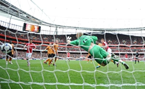 Nicklas Bendtner heads past Wolves goalkeeper Marcus Hahnemann to score the Arsenal goal Nicklas Bendtner heads past Wolves goalkeeper Marcus Hahnemann to score the Arsenal goal
