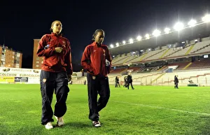 Rebecca Spencer and Danielle Carter (Arsenal) before the match. Rayo Vallecano 2 Rebecca Spencer and Danielle Carter (Arsenal) before the match. Rayo Vallecano 2