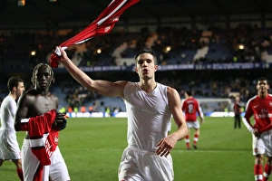 Robin van Persie celebrates the Arsenal victory after the match Robin van Persie celebrates the Arsenal victory after the match