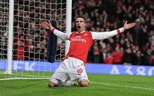 Robin van Persie celebrates scoring the 2nd Arsenal goal. Arsenal 3:0 Wigan Athletic Robin van Persie celebrates scoring the 2nd Arsenal goal. Arsenal 3:0 Wigan Athletic