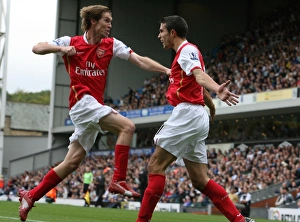 Robin van Persie celebrates scoring the Arsenal goal with Alex Hleb Robin van Persie celebrates scoring the Arsenal goal with Alex Hleb