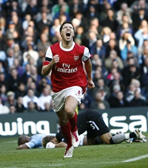 Sami Nasri shoots celebrates scoring the 1st Arsenal goal. Manchester City 0:3 Arsenal Sami Nasri shoots celebrates scoring the 1st Arsenal goal. Manchester City 0:3 Arsenal