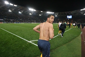 Theo Walcott (Arsenal) celebrates after the match Theo Walcott (Arsenal) celebrates after the match