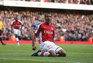 Theo Walcott celebrates scoring the 3rd Arsenal goal Theo Walcott celebrates scoring the 3rd Arsenal goal
