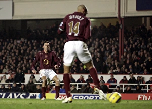 Thierry Henry delfects a shot by Robert Pires into the goal for Arsenals 1st goal Thierry Henry delfects a shot by Robert Pires into the goal for Arsenals 1st goal