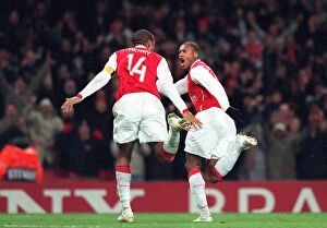 Images Dated 21st November 2006: Thierry Henry and Julio Baptista: Arsenal's Unstoppable Duo Celebrates Third Goal in UEFA