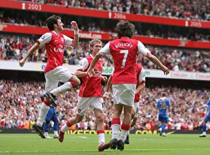 Tomas Rosicky celebrates scoring Arsenals 3rd goal with Cesc Fabregas and Alex Hleb Tomas Rosicky celebrates scoring Arsenals 3rd goal with Cesc Fabregas and Alex Hleb